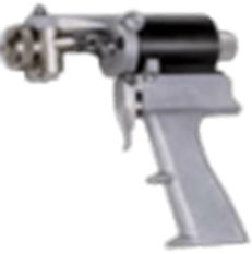A Small Gun Featuring a Metal Handle, Displayed Prominently Against a Clean White Background.