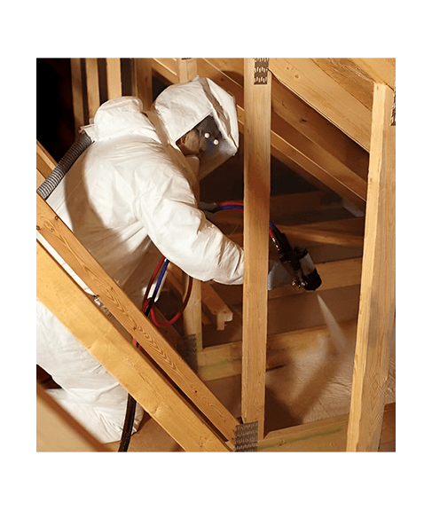 Spraying Foam in Attic